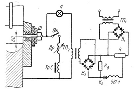 Схема датчика регулятора уровня металлической ванны, основанный на измерении электрической проводимости шлака