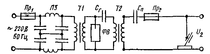 Электрическая схема осциллятора, включенного параллельно